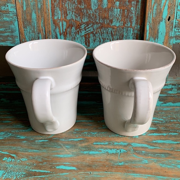 Pottery Barn Gabrielle Coffee Mugs Set of 2 Made in Portugal Neutral - Picture 4 of 8